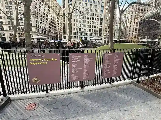 New York City Weather in September: Me outside the Jeremy Run dog park in Madison Square Park.