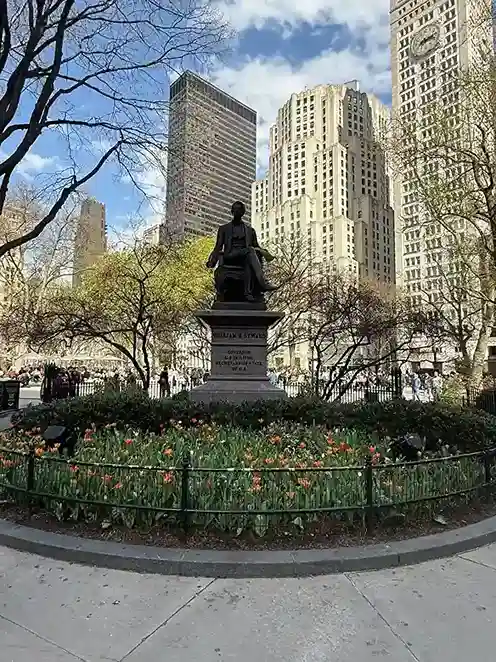 New York City Weather in May: Took a pic of the statue William Steward in Madison Square Park.
