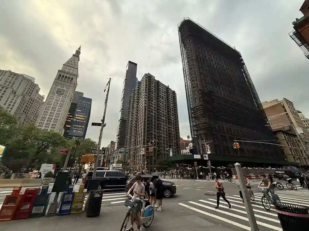 Toy Center Buildings in flatiron: These are the buildings near the clock tower and the iconic Flatiron Building area.