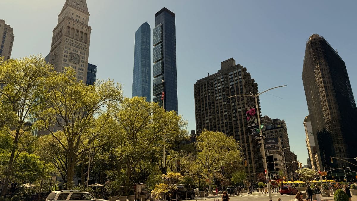 View inside Madison Square Park where Roscoe Conkling statue is.