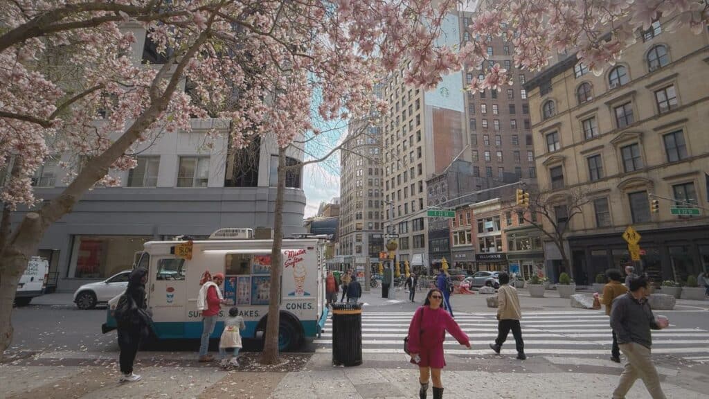 Photo of Mister Softie ice cream truck in the Flatiron District near 20 East 17th Street Condominium another great building.