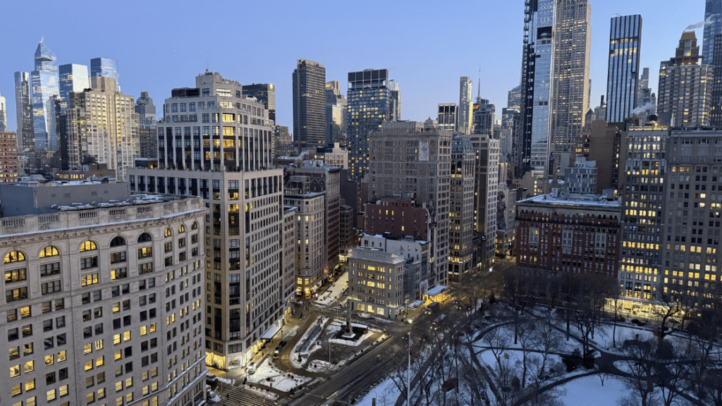 Ariel view of the Flatiron District home of a solid building to live which is 240 Park Avenue South Co-op.