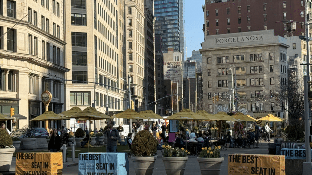Photo in the middle of the Flatiron District near 38 West 26th Street Co-op, a solid building.