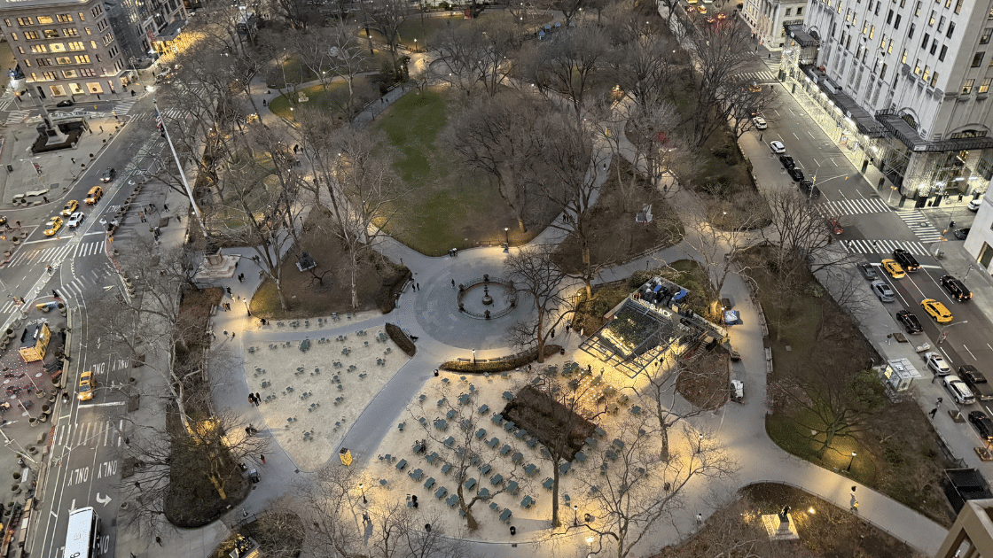 View of Madison Square Park from above. Where the statue of William H Seward lives.